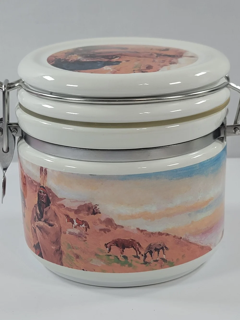 Vintage CHALEUR Native American Image Canister Jar
